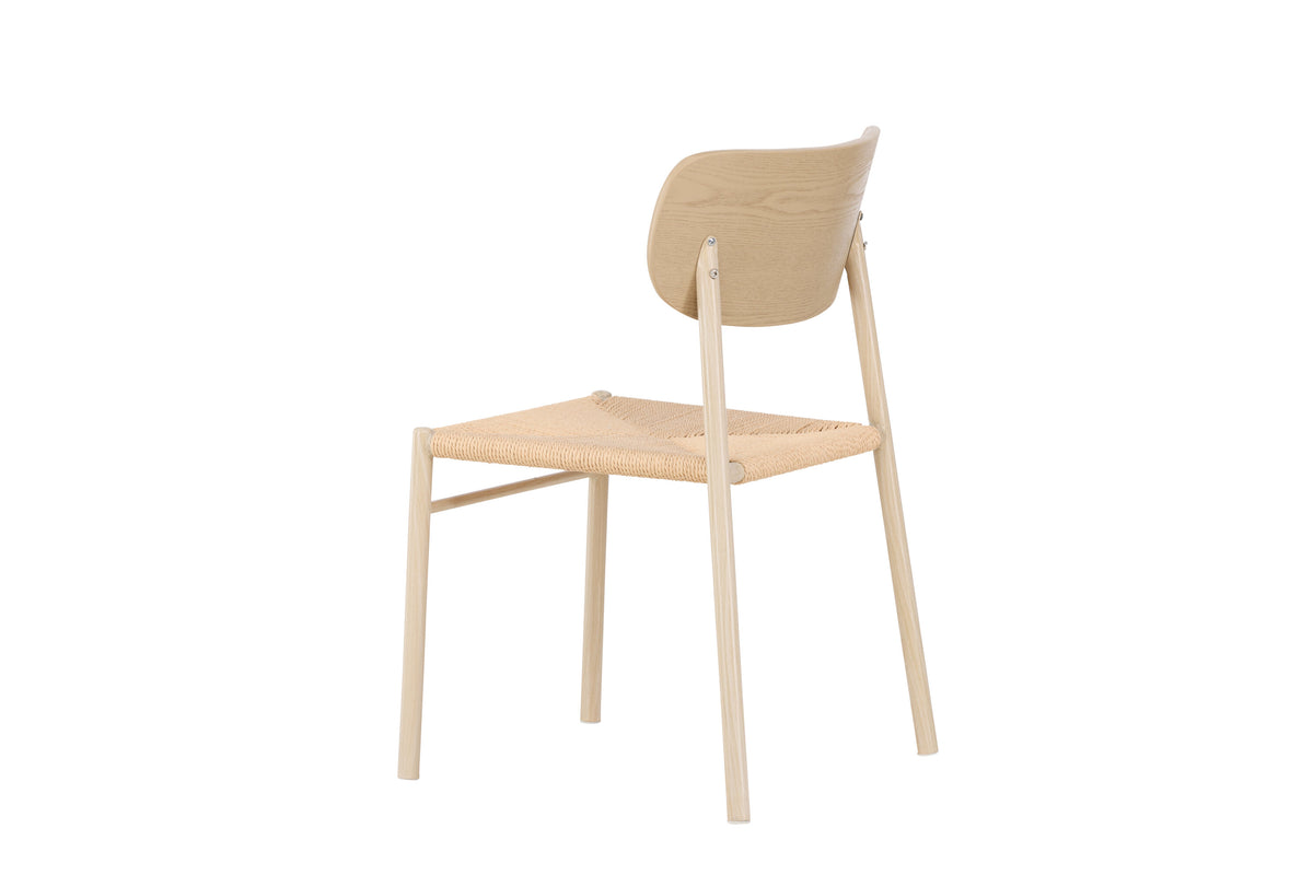 Polly matstol vitlaserad med beige naturfärgat rep