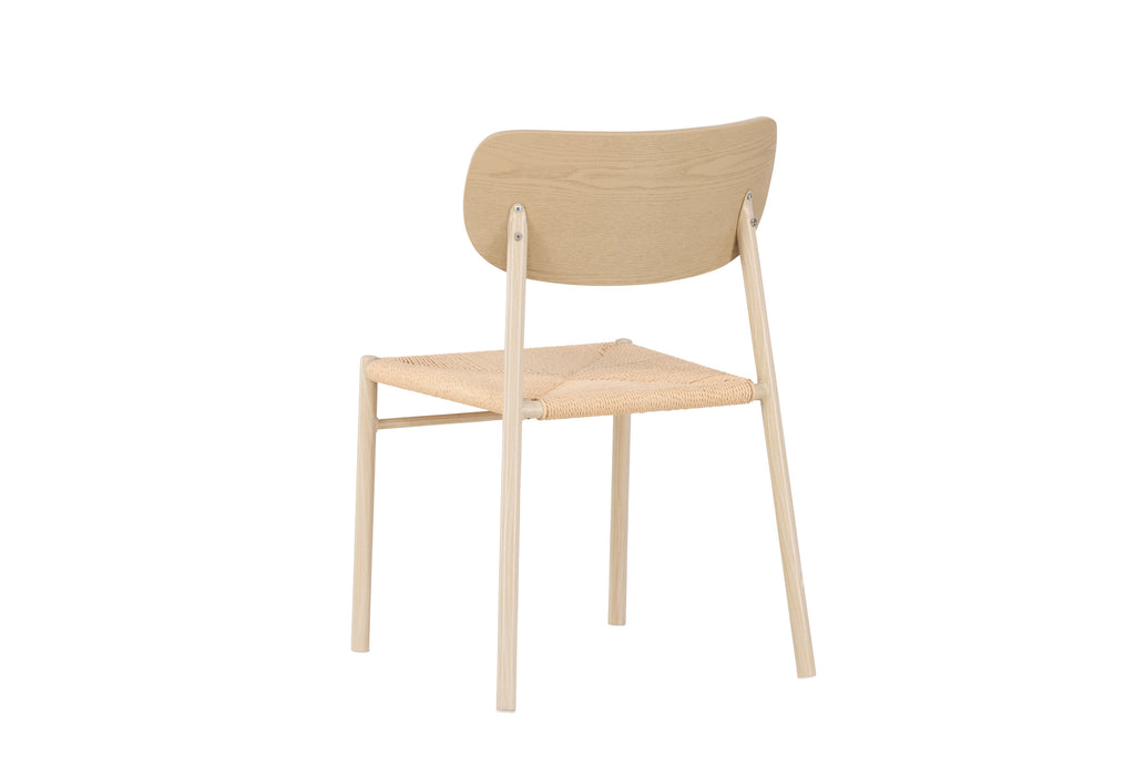 Polly matstol vitlaserad med beige naturfärgat rep