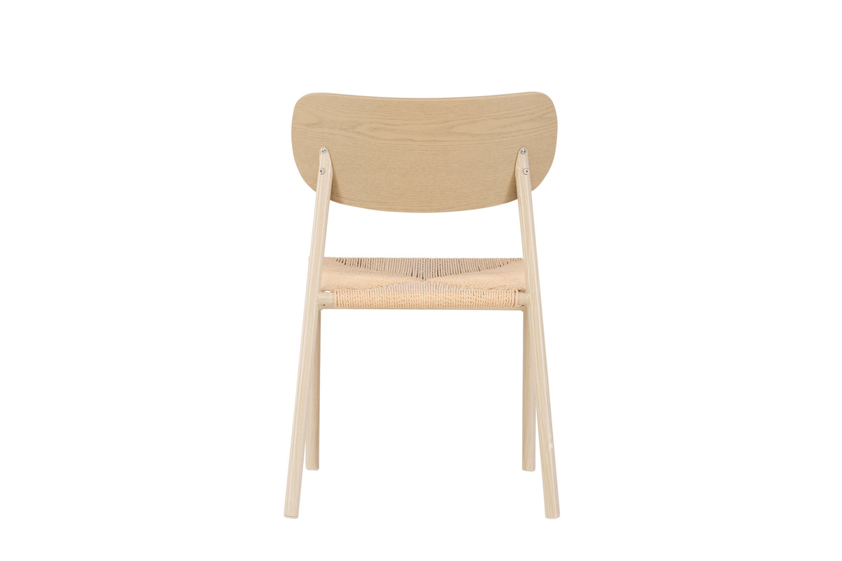 Polly matstol vitlaserad med beige naturfärgat rep
