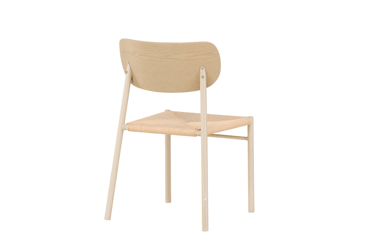 Polly matstol vitlaserad med beige naturfärgat rep