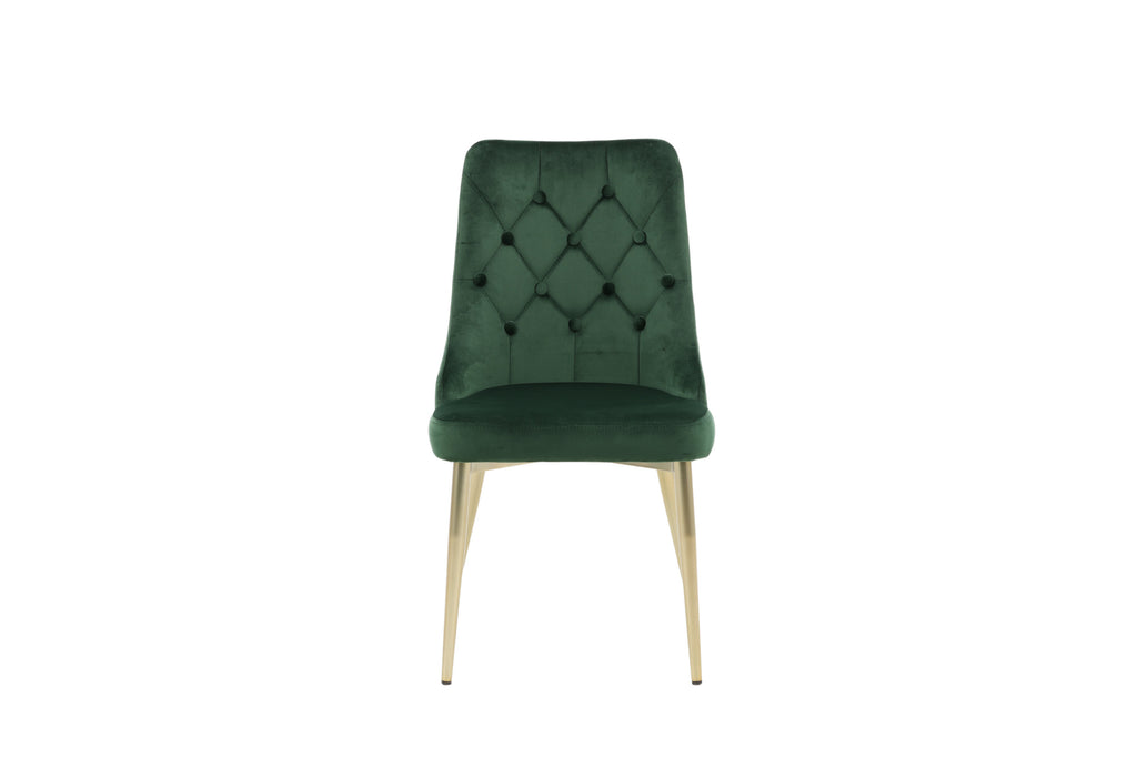 Velvet Lyx matstol 2-pack mossgrön sammet med matta mässingsfärgade ben