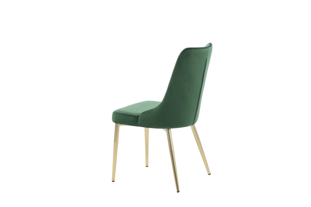 Velvet Lyx matstol 2-pack mossgrön sammet med matta mässingsfärgade ben