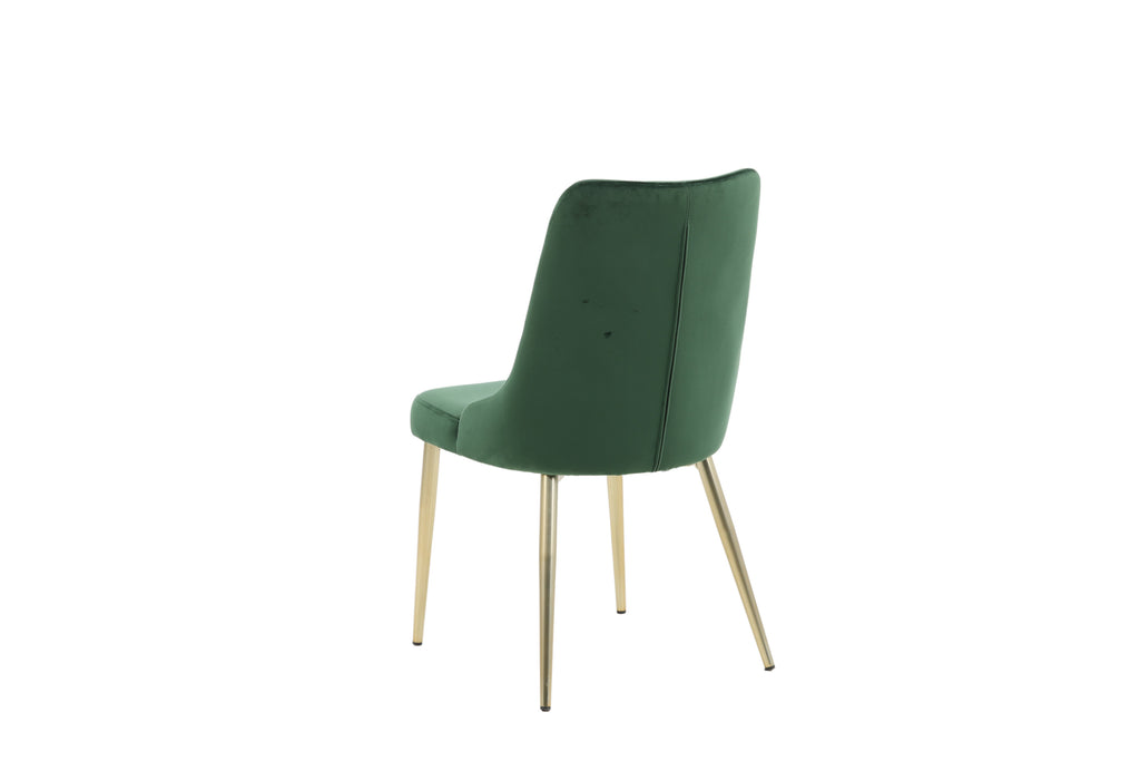 Velvet Lyx matstol 2-pack mossgrön sammet med matta mässingsfärgade ben