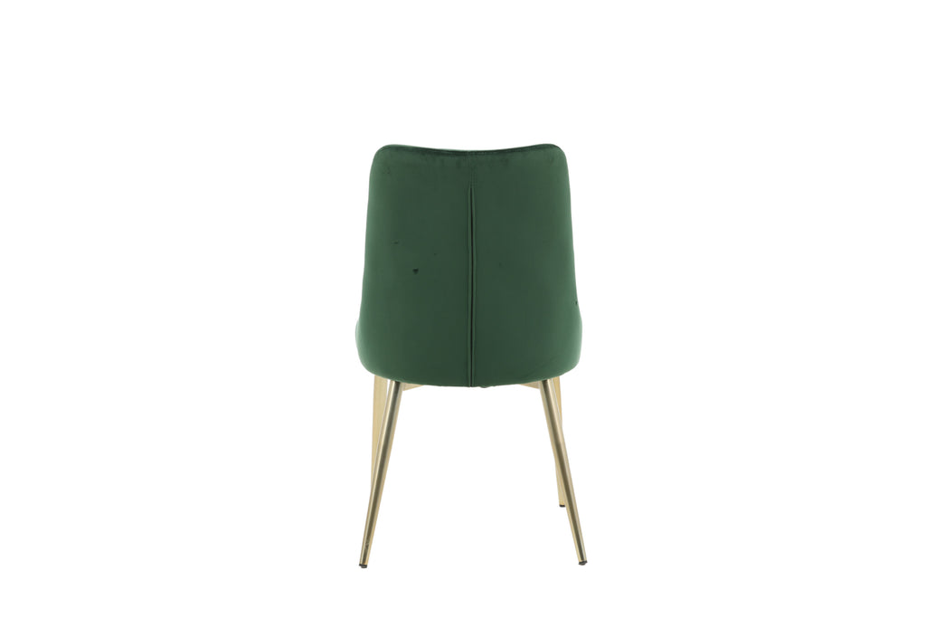 Velvet Lyx matstol 2-pack mossgrön sammet med matta mässingsfärgade ben