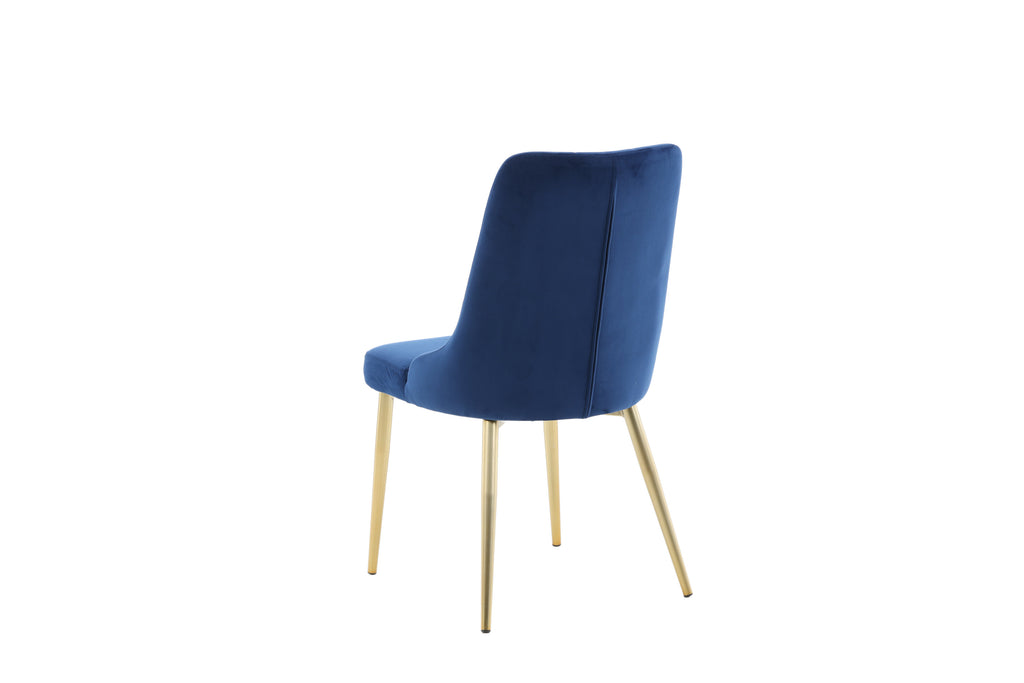 Velvet Lyx matstol 2-pack blå sammet med matta mässingsfärgade ben