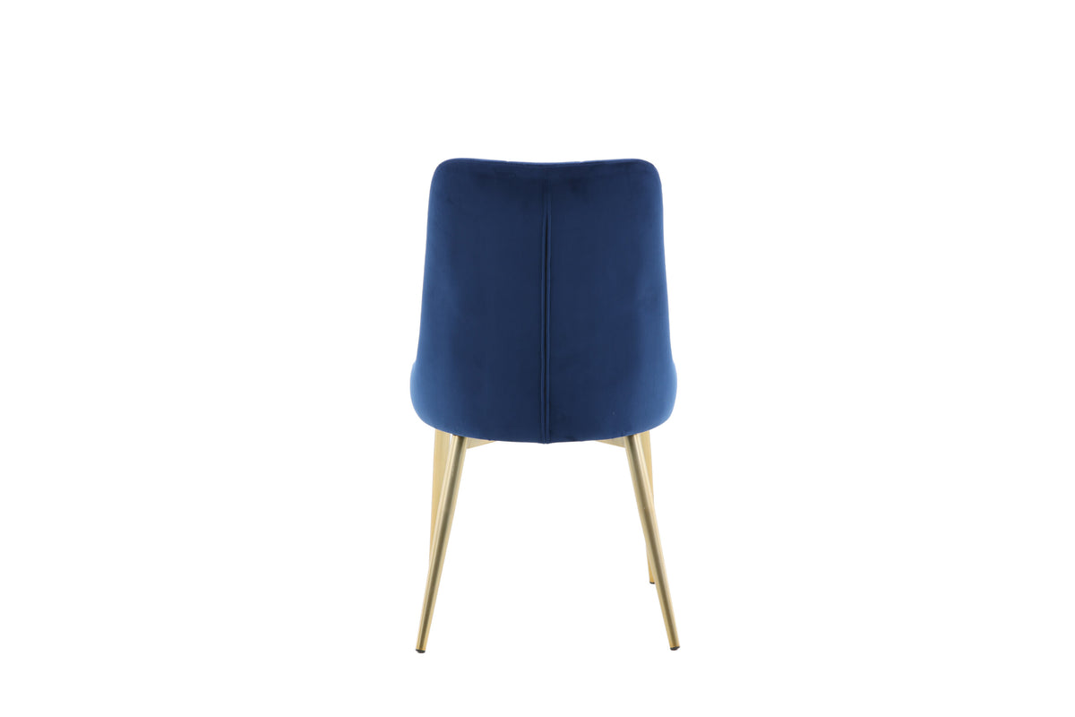 Velvet Lyx matstol 2-pack blå sammet med matta mässingsfärgade ben