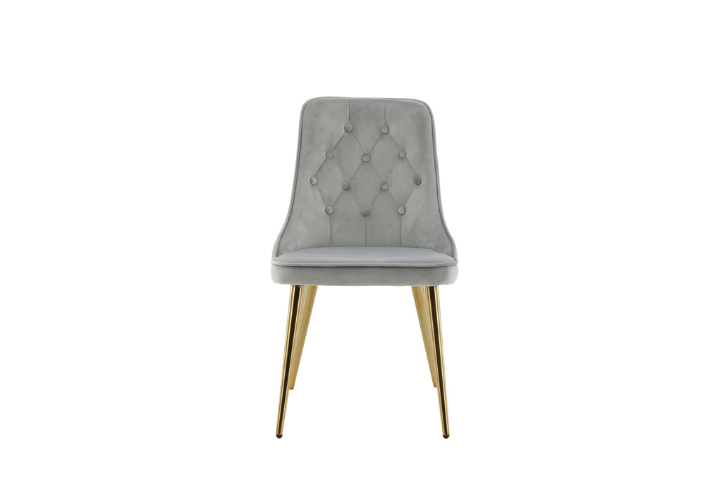 Velvet Deluxe matstol 2-pack ljusgrå sammet med borstade mässingsfärgade ben