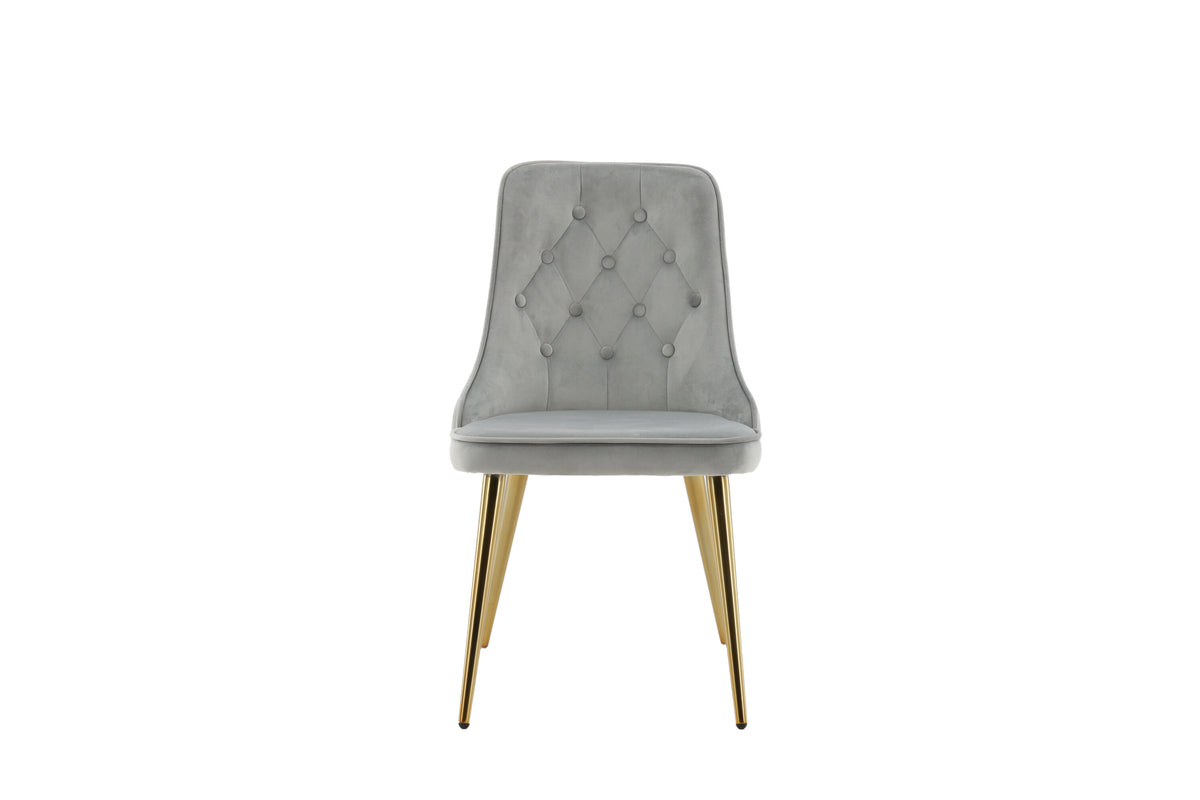 Velvet Deluxe matstol 2-pack ljusgrå sammet med borstade mässingsfärgade ben