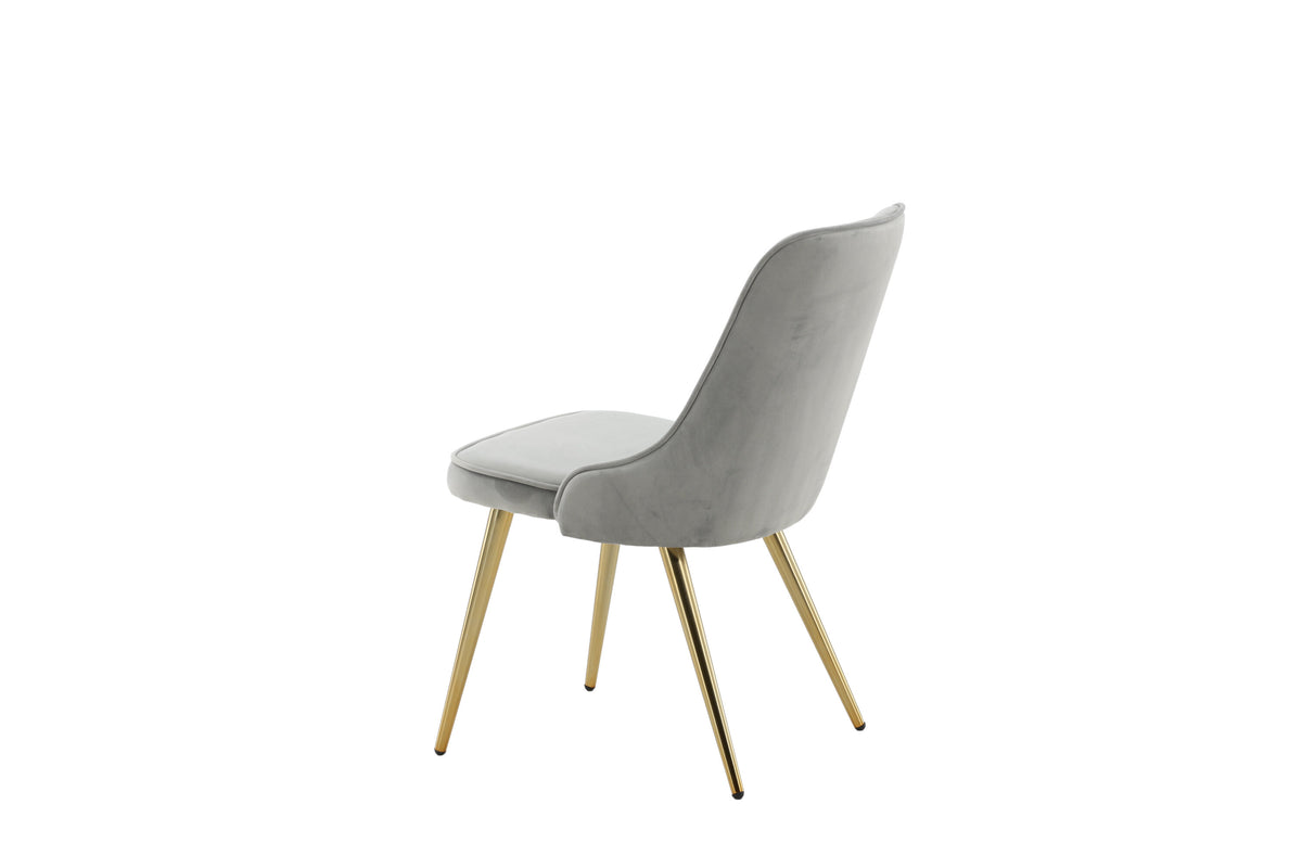 Velvet Deluxe matstol 2-pack ljusgrå sammet med borstade mässingsfärgade ben