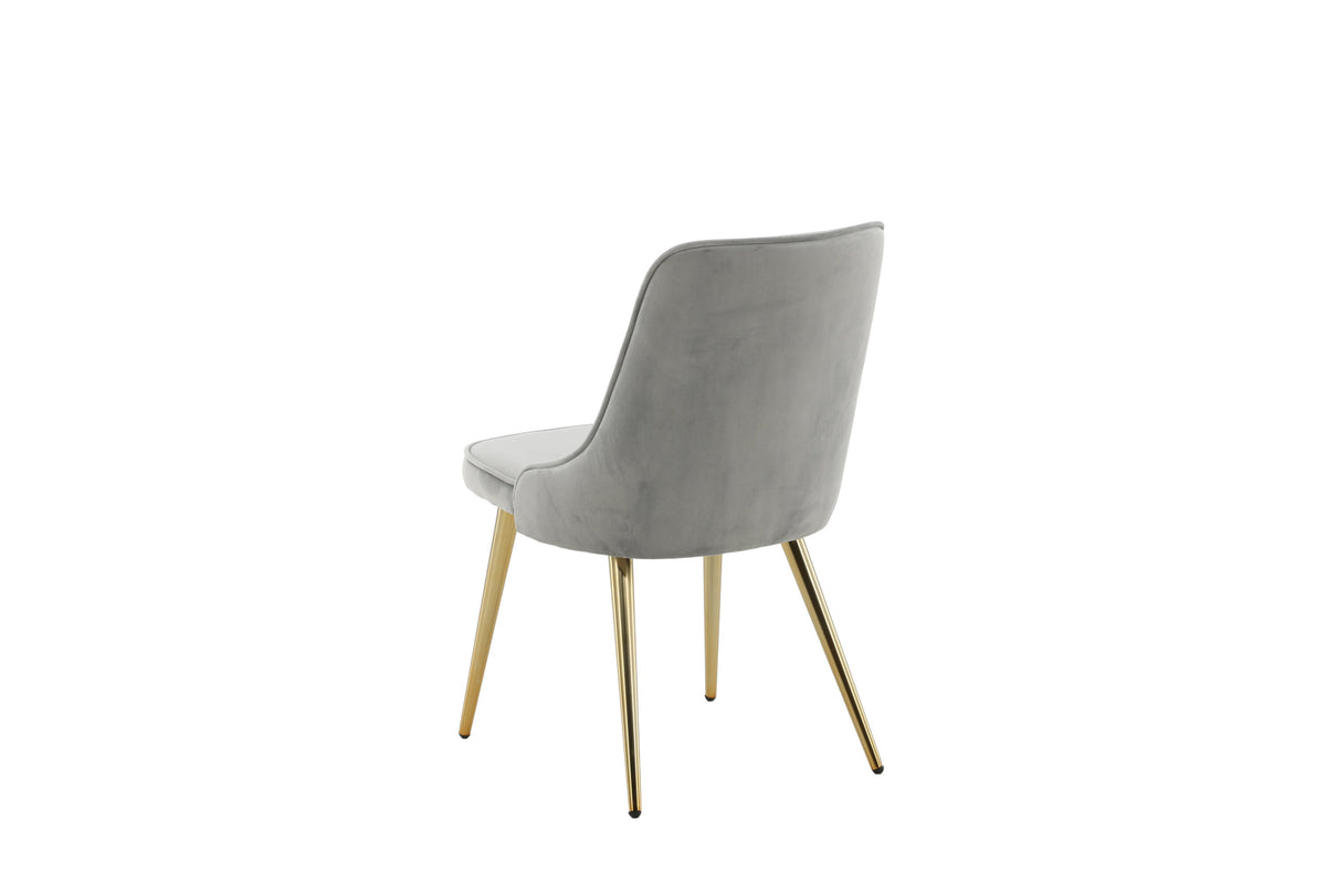 Velvet Deluxe matstol 2-pack ljusgrå sammet med borstade mässingsfärgade ben