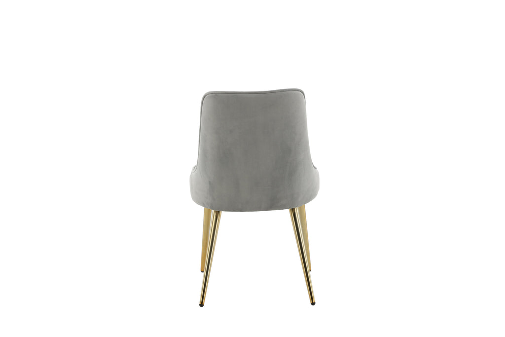 Velvet Deluxe matstol 2-pack ljusgrå sammet med borstade mässingsfärgade ben