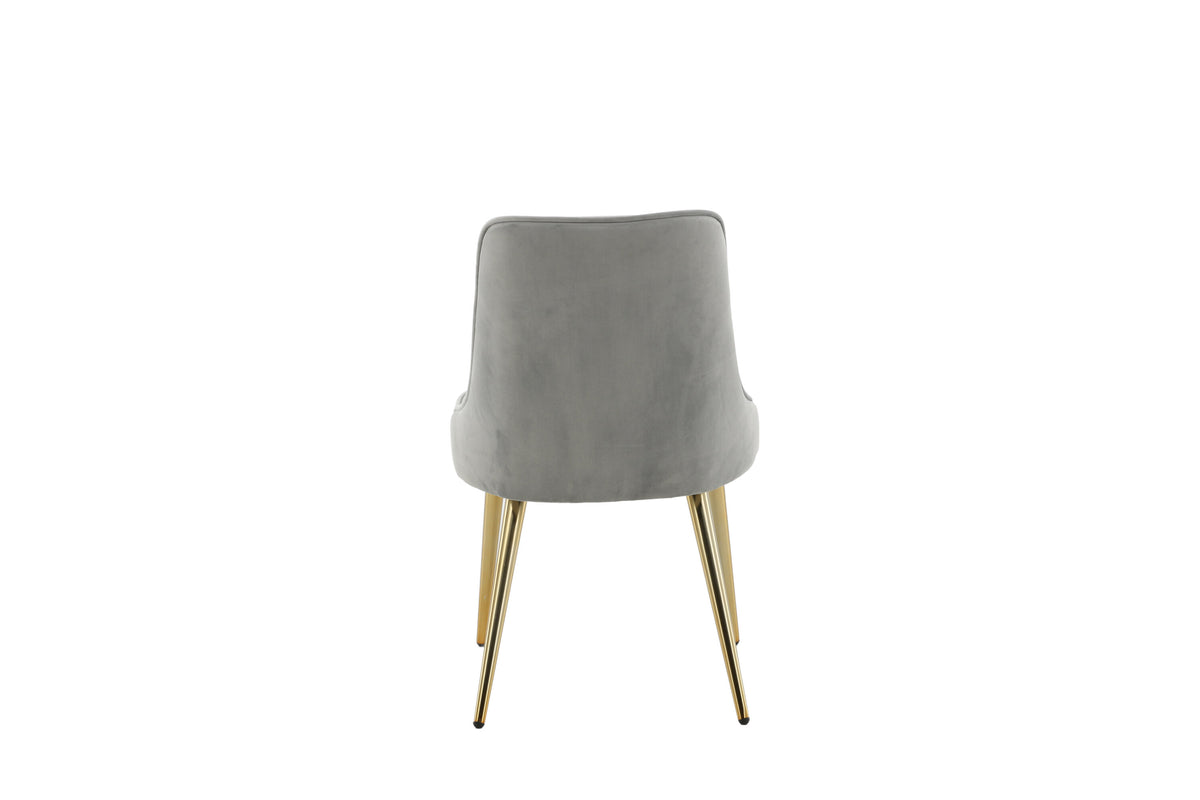 Velvet Deluxe matstol 2-pack ljusgrå sammet med borstade mässingsfärgade ben
