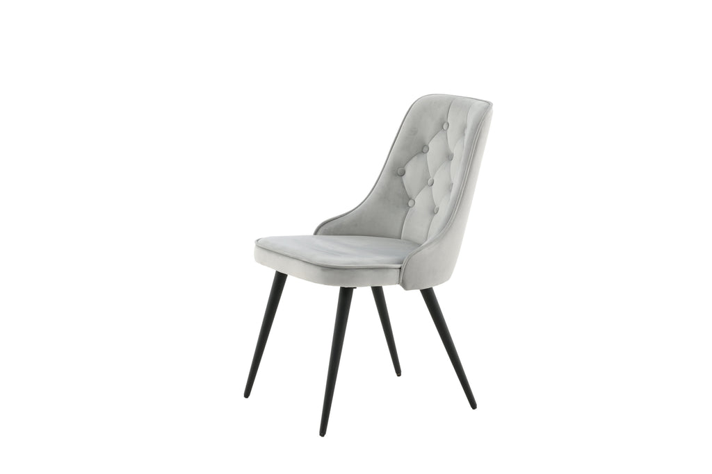 Velvet Deluxe matstol 2-pack ljusgrå sammet med svarta ben