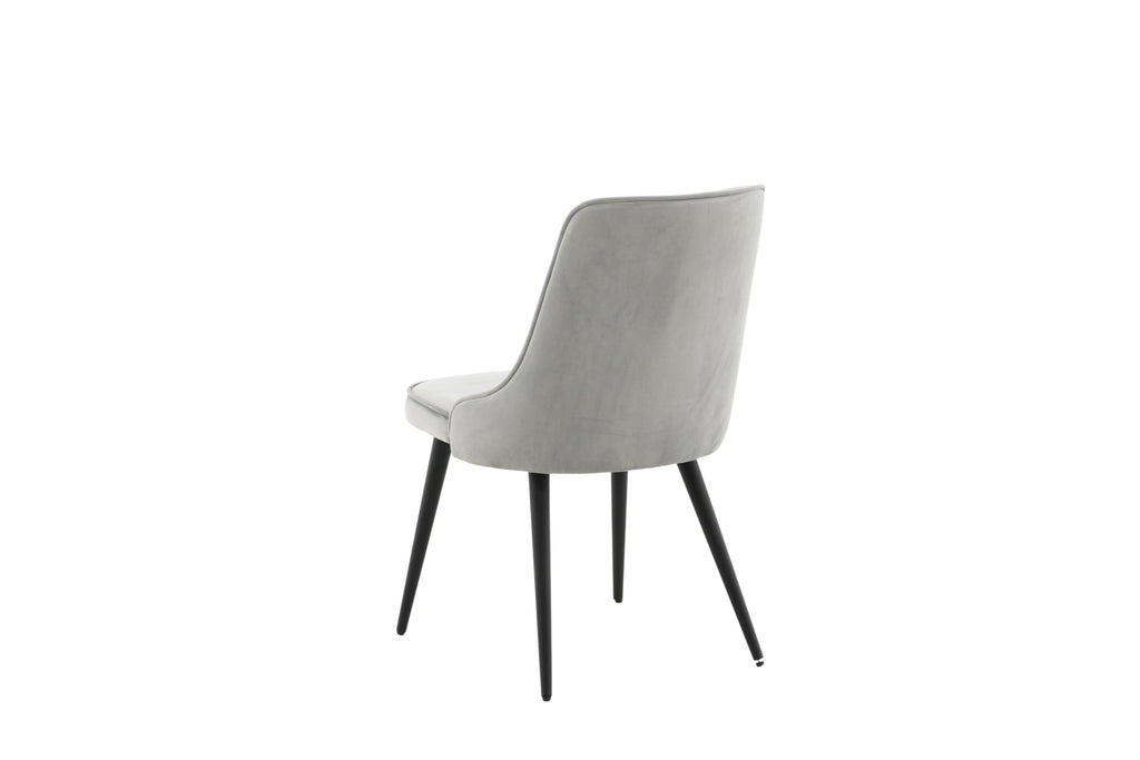 Velvet Deluxe matstol 2-pack ljusgrå sammet med svarta ben