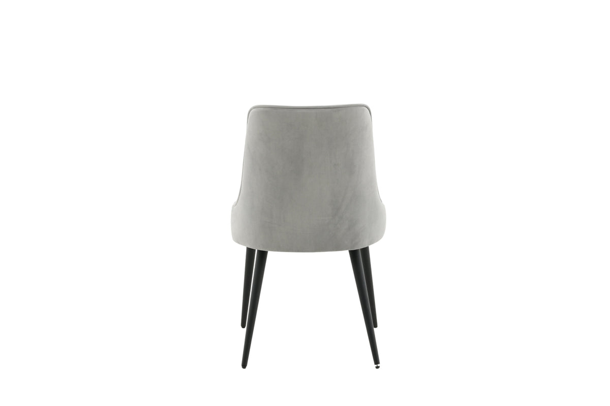 Velvet Deluxe matstol 2-pack ljusgrå sammet med svarta ben