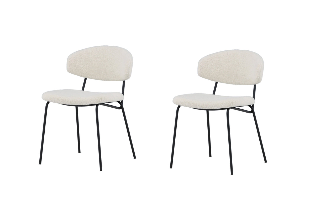 Chico matstol 2-pack svart med vit bouclé