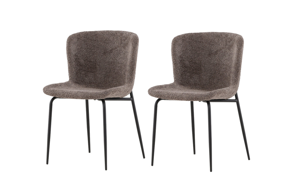 Modesto matstol 2-pack brun bouclé med svarta ben