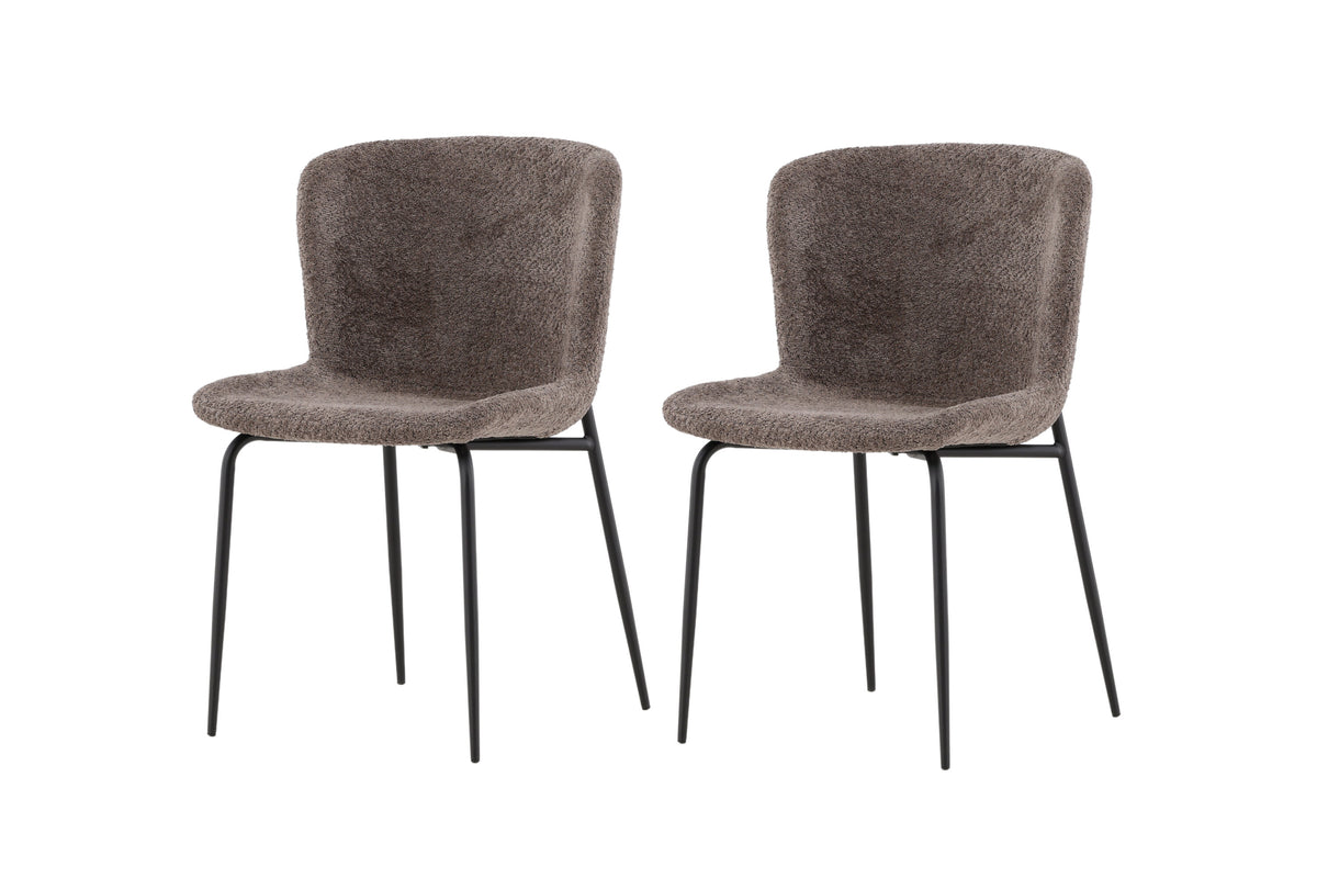 Modesto matstol 2-pack brun bouclé med svarta ben