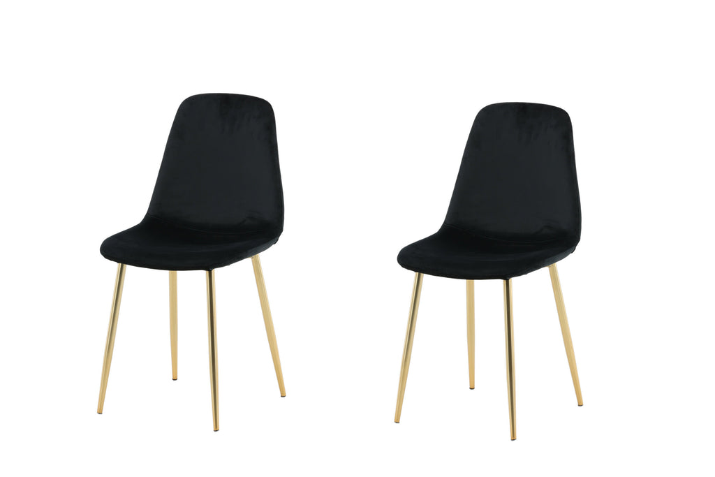 Polar matstol 2-pack svart sammet med matt mässingsfärgade ben