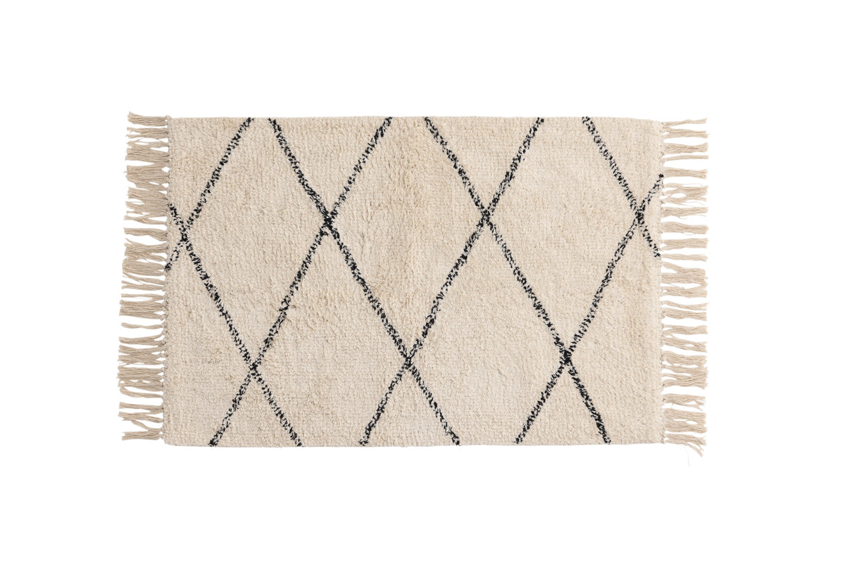 Thelma badrumsmatta 50x80 cm vit/svart bomull
