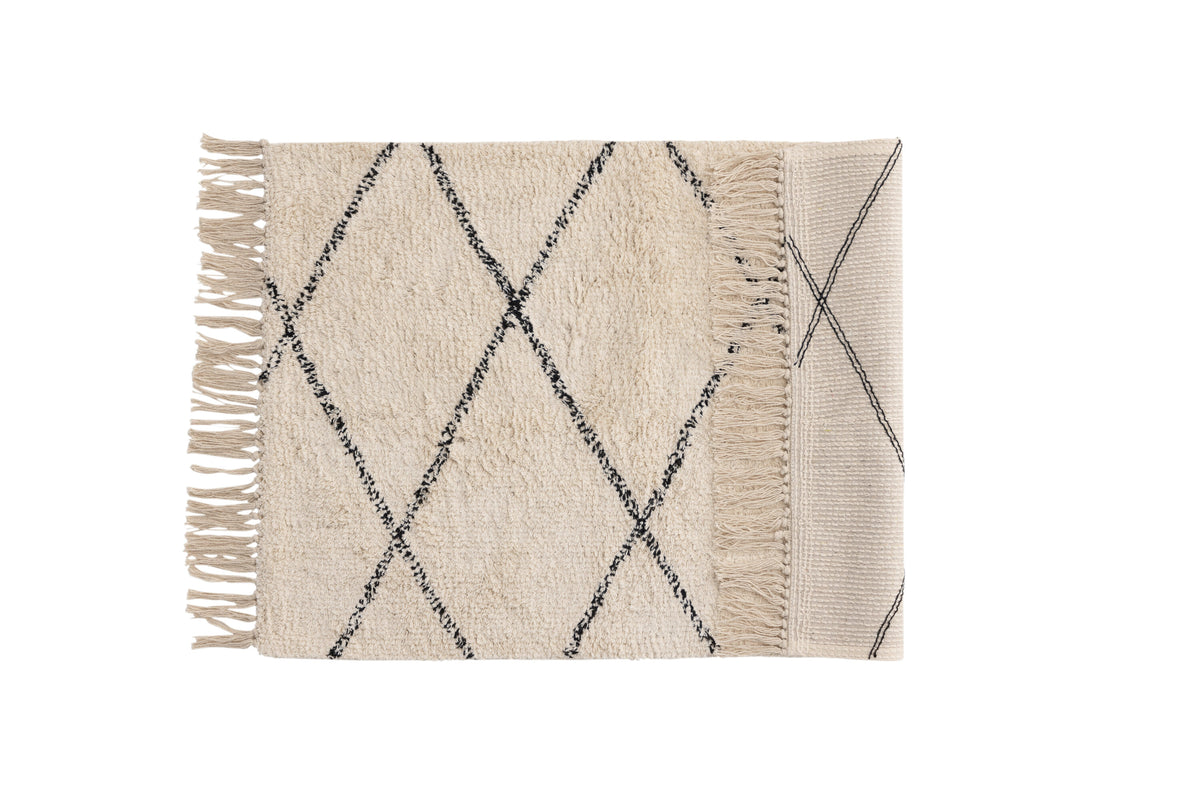 Thelma badrumsmatta 50x80 cm vit/svart bomull