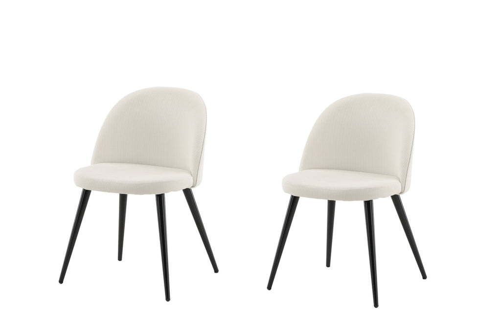 Velvet matstol 2-pack gräddvit manchester med svarta ben