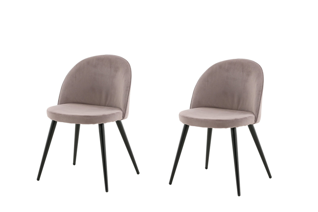 Velvet matstol 2-pack gammelrosa manchester med svarta ben