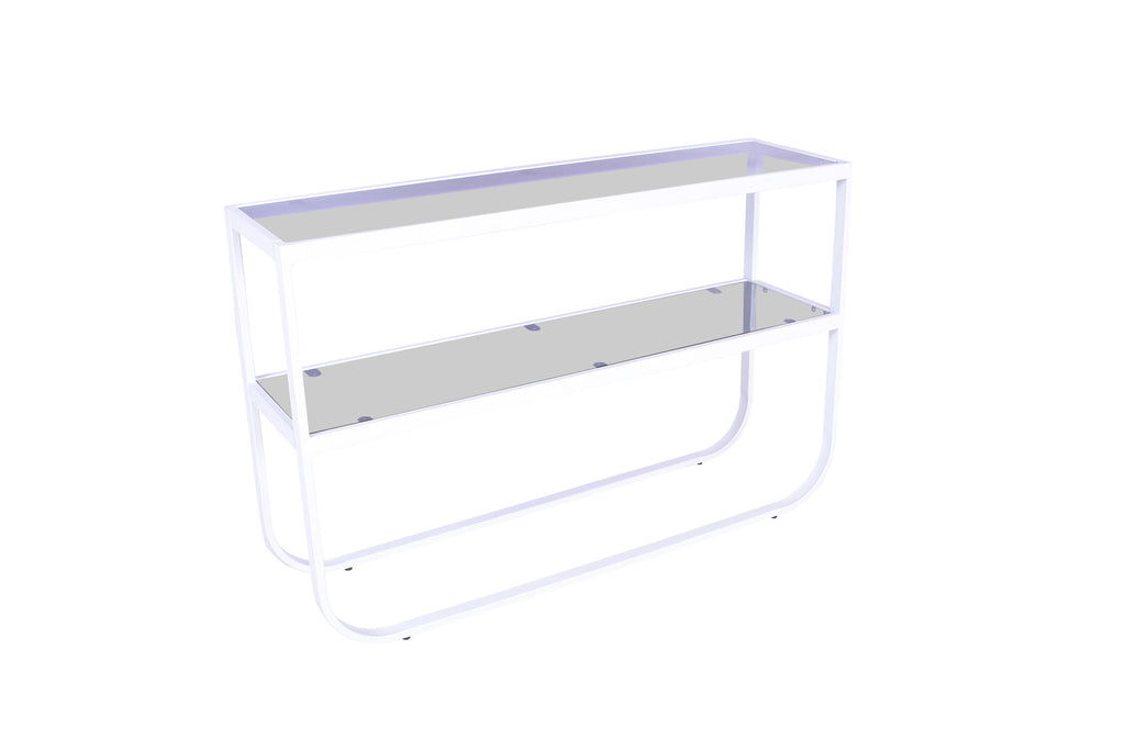 Rocker sidobord vitt med grått rökglas