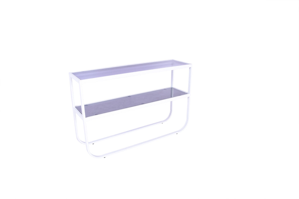 Rocker sidobord vitt med grått rökglas