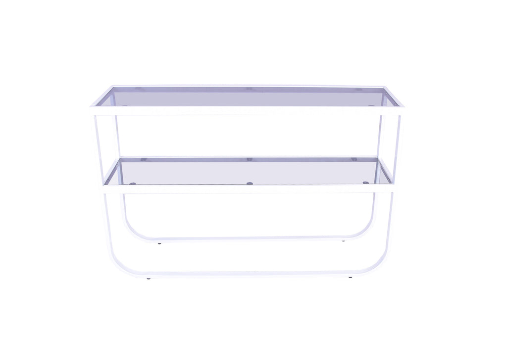 Rocker sidobord vitt med grått rökglas