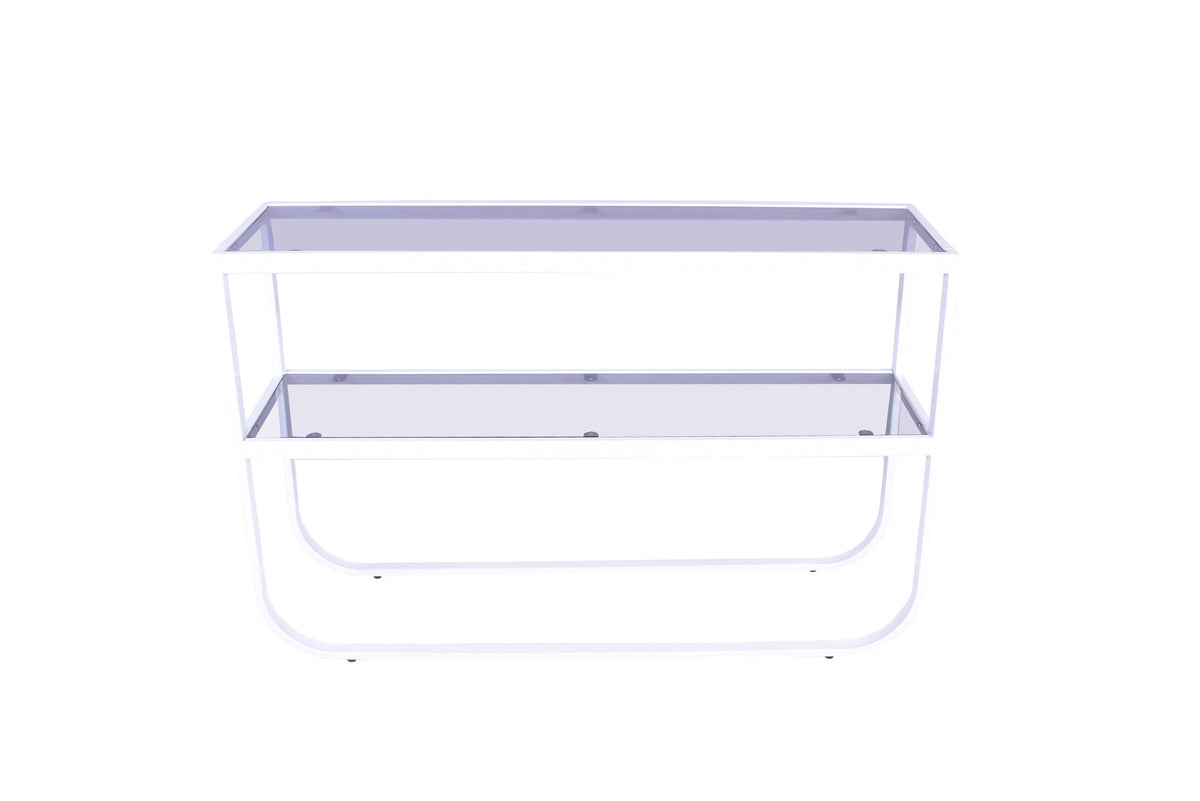 Rocker sidobord vitt med grått rökglas