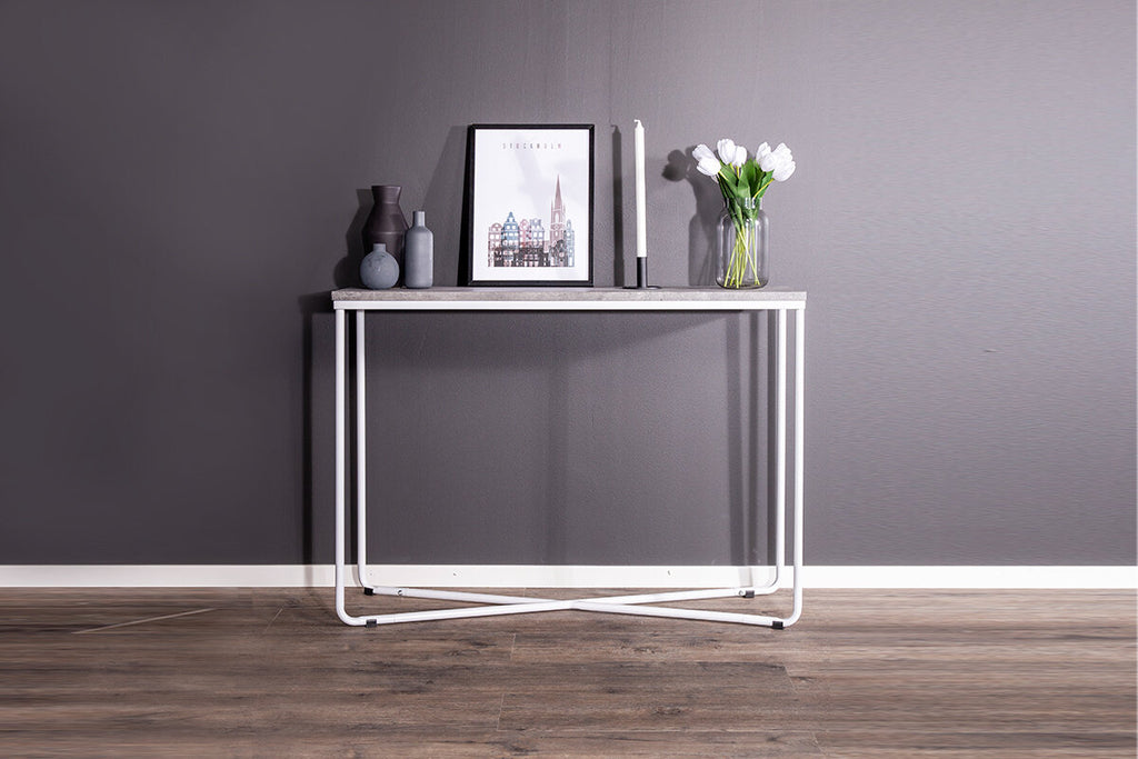 Palace sidobord vitt med betongutseende