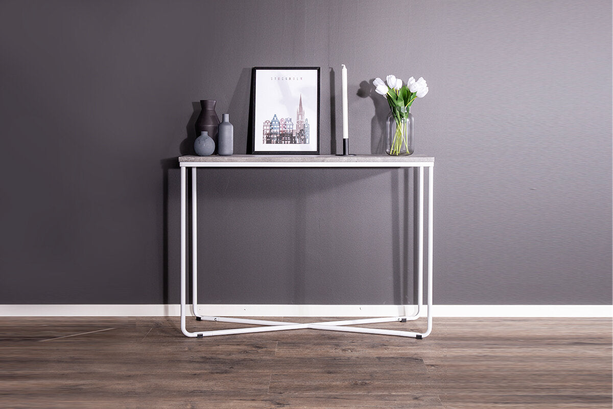 Palace sidobord vitt med betongutseende