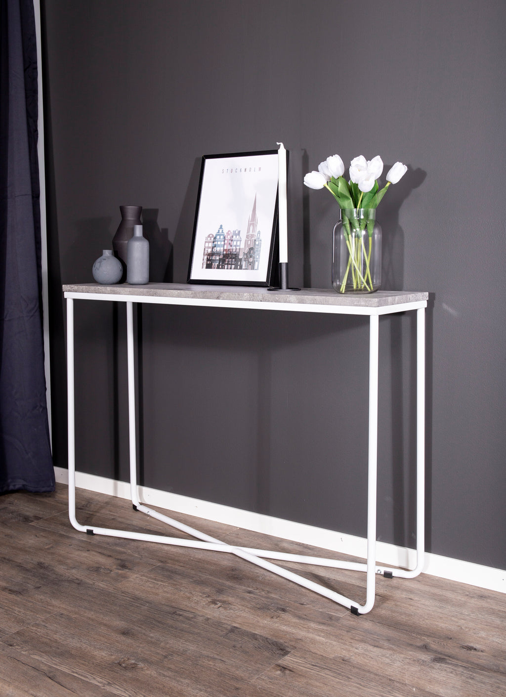 Palace sidobord vitt med betongutseende