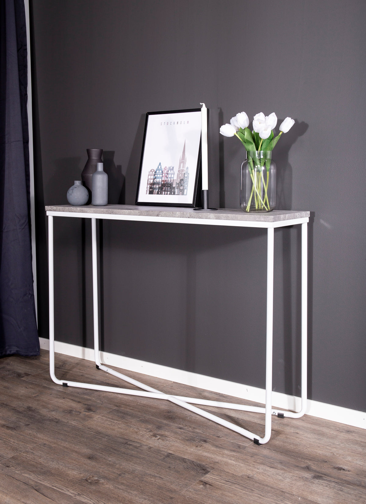 Palace sidobord vitt med betongutseende