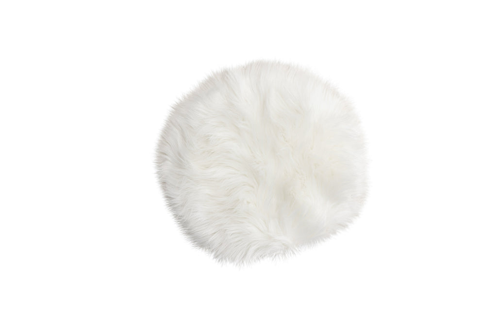 Katy rund sittdyna 34x34 cm vit fuskpäls