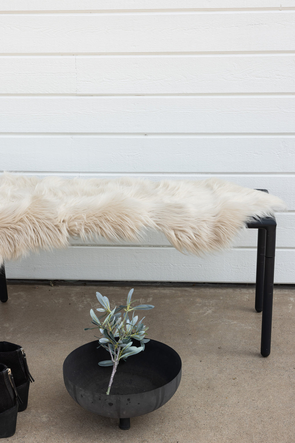 Katy pläd 180x55 cm beige fuskpäls