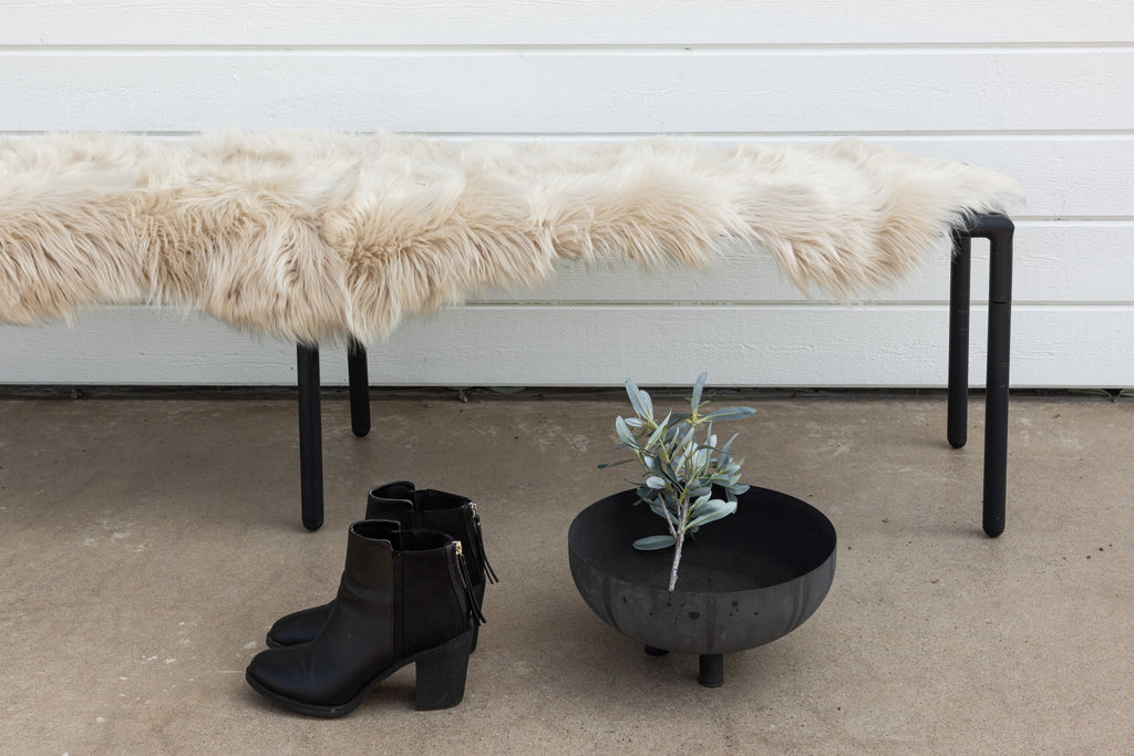 Katy pläd 180x55 cm beige fuskpäls