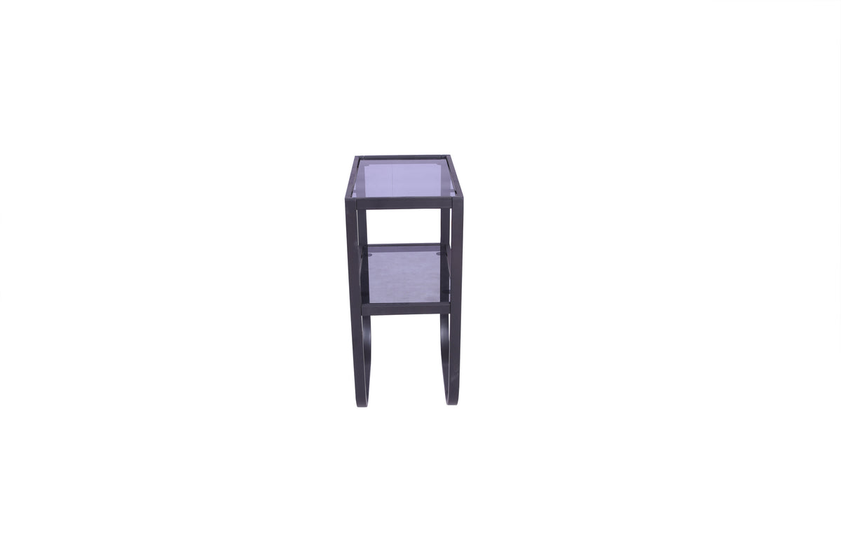 Rocker sängbord svart med grått rökglas