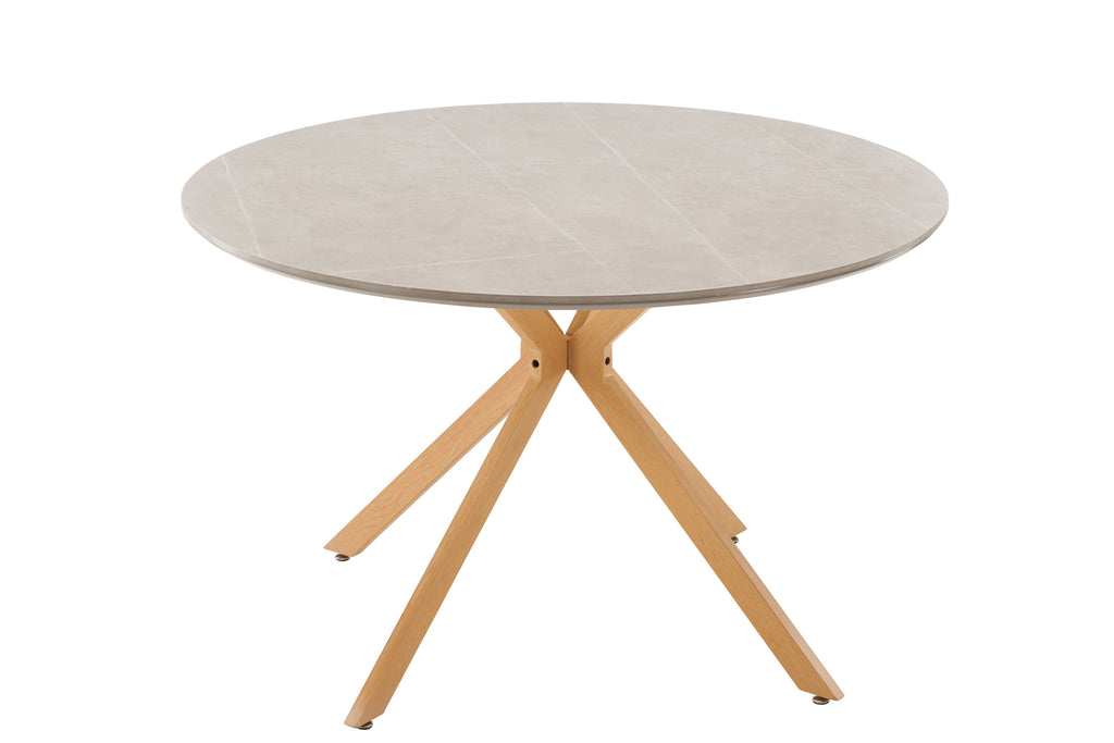 Piazza runt matbord naturfärgat med grå stenbeläggning