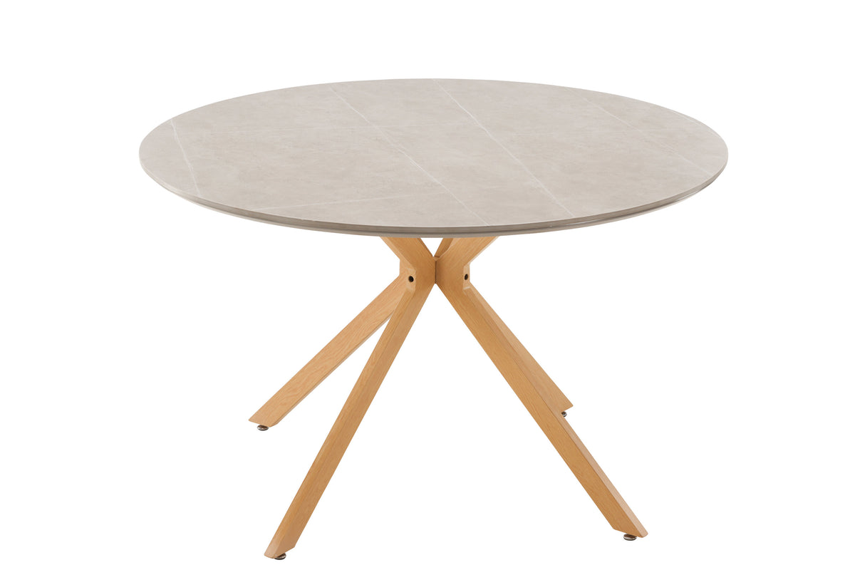 Piazza runt matbord naturfärgat med grå stenbeläggning