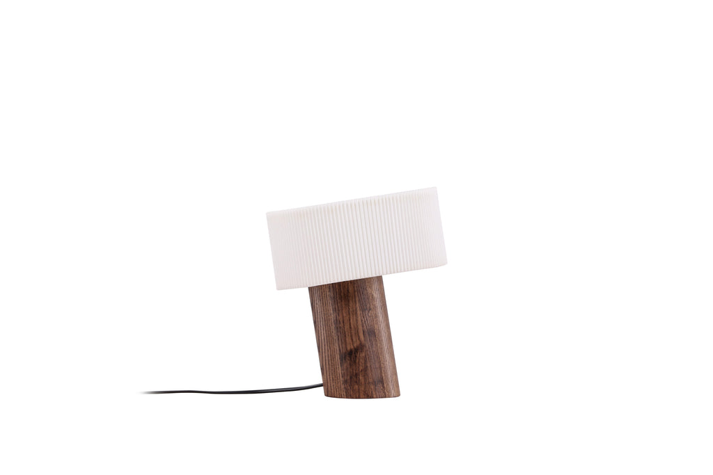 Branäs bordslampa 20 cm valnötsfärgad med vit origamivikt pappersskärm