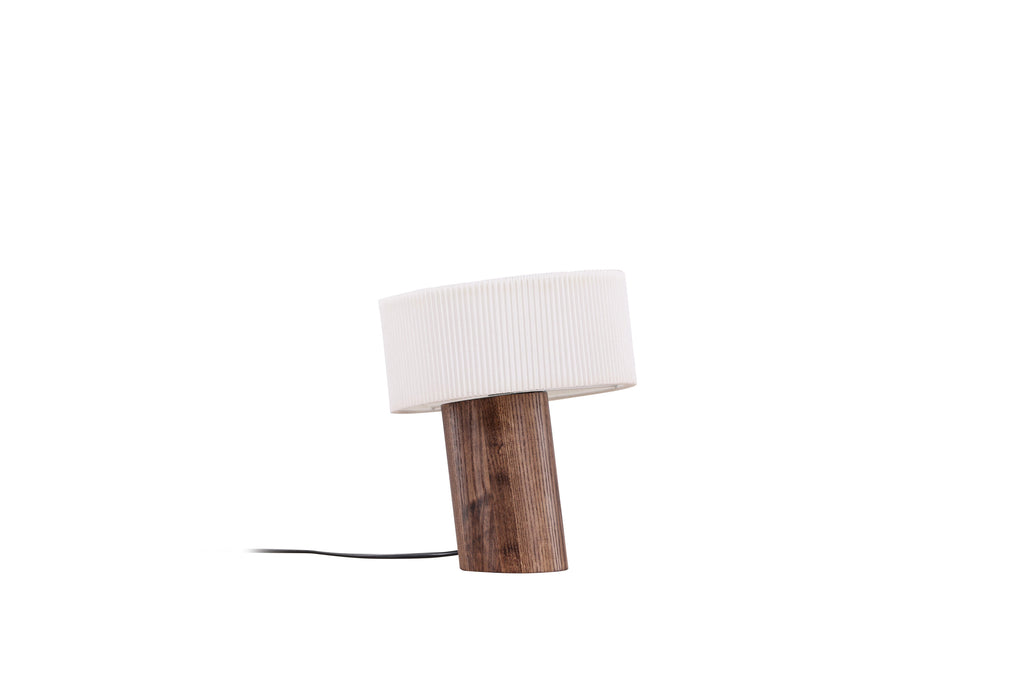Branäs bordslampa 20 cm valnötsfärgad med vit origamivikt pappersskärm
