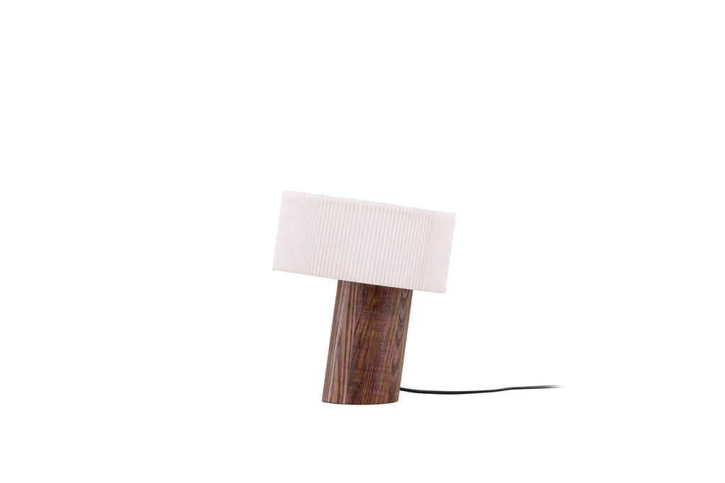 Branäs bordslampa 20 cm valnötsfärgad med vit origamivikt pappersskärm