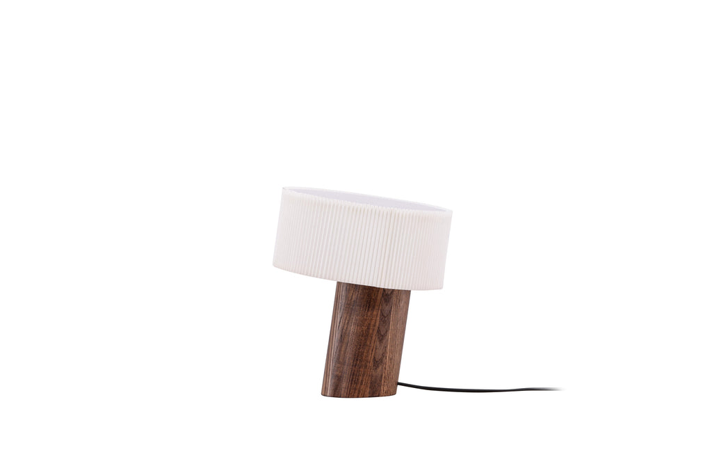 Branäs bordslampa 20 cm valnötsfärgad med vit origamivikt pappersskärm