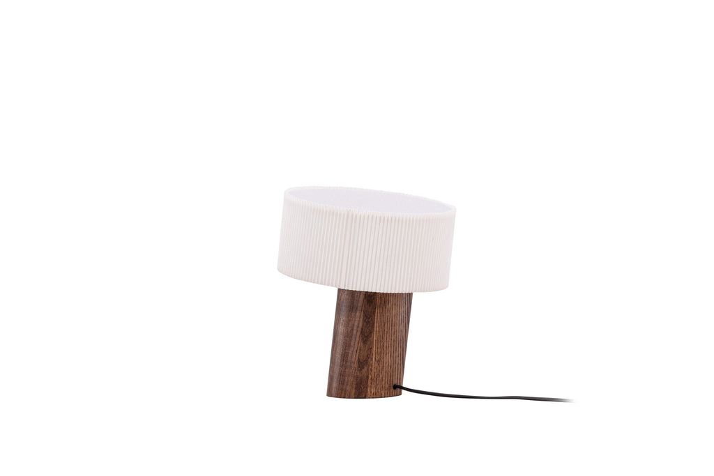 Branäs bordslampa 20 cm valnötsfärgad med vit origamivikt pappersskärm