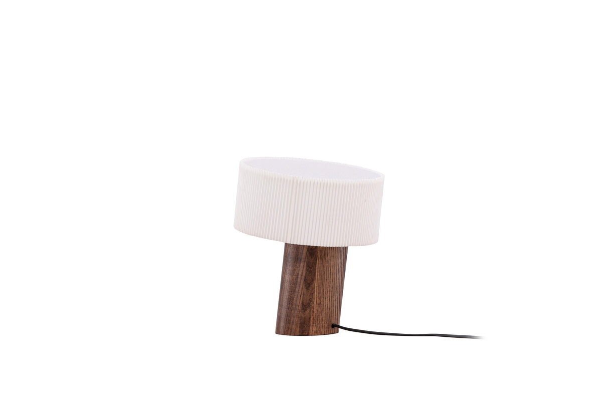 Branäs bordslampa 20 cm valnötsfärgad med vit origamivikt pappersskärm