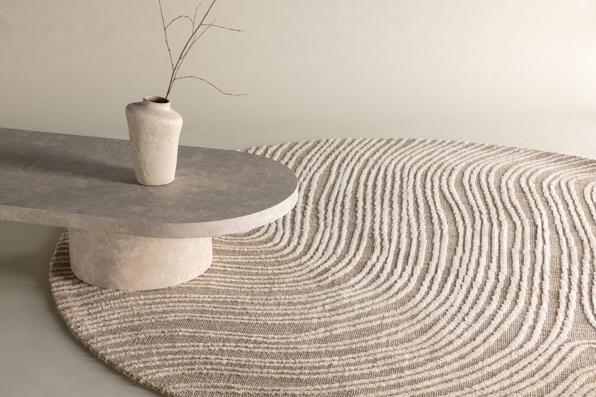 Melle rund matta Ø200 cm elfenbensvit/beige mikropolyester