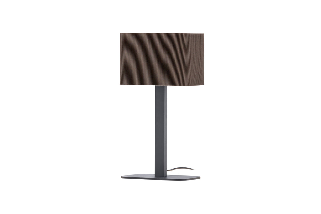 Idre bordslampa svart metall med mockabrun textilskärm