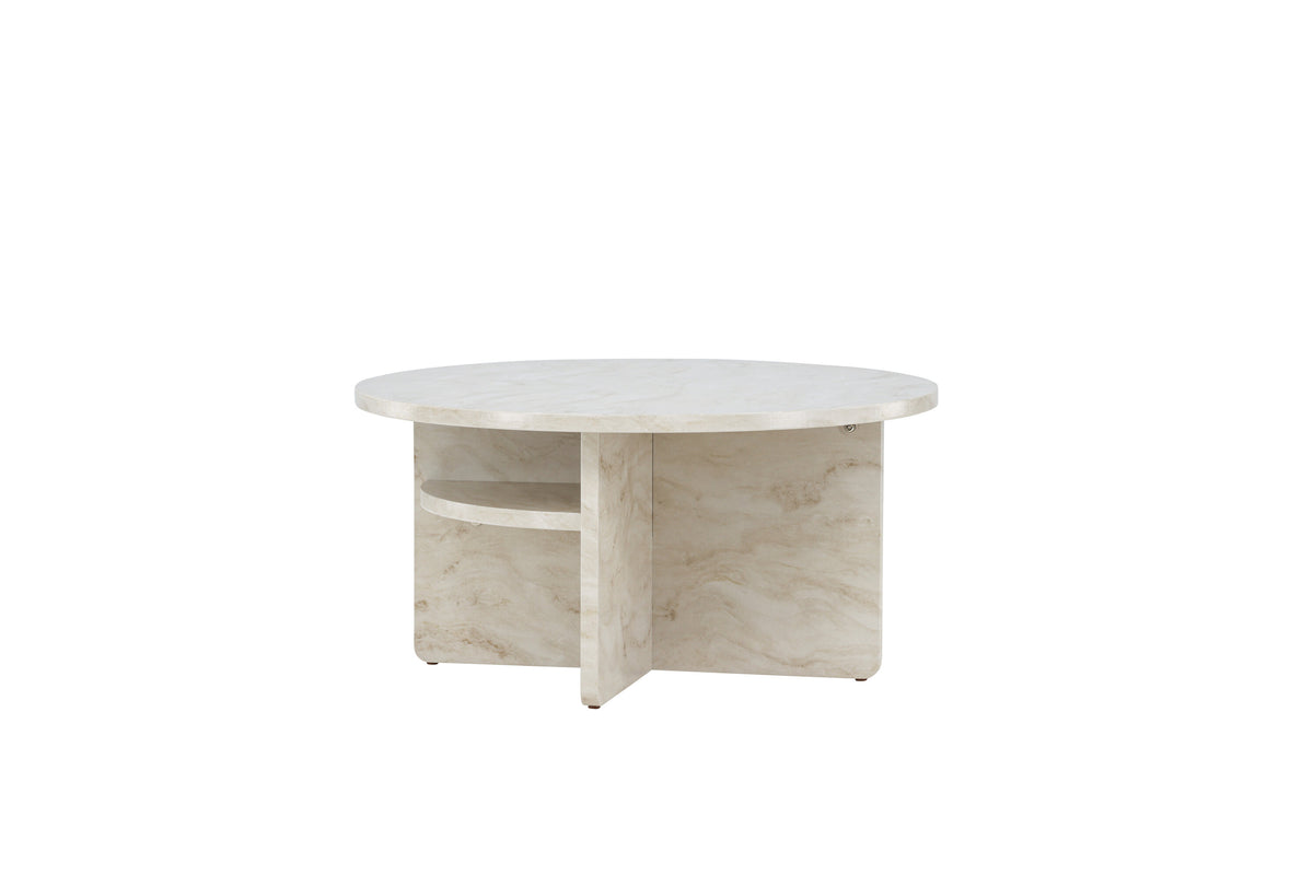 Ålesund soffbord Ø85 cm beige marmorimitation